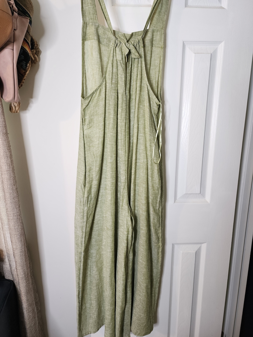 Haute Hippie Light Olive Green Linen-Blend Wide-Leg Jumpsuit - Picture 2 of 4